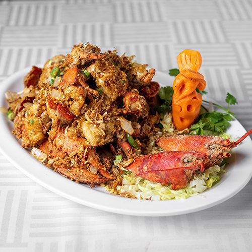 Homard à l’ail frit épicé, style HK, fruits de mer