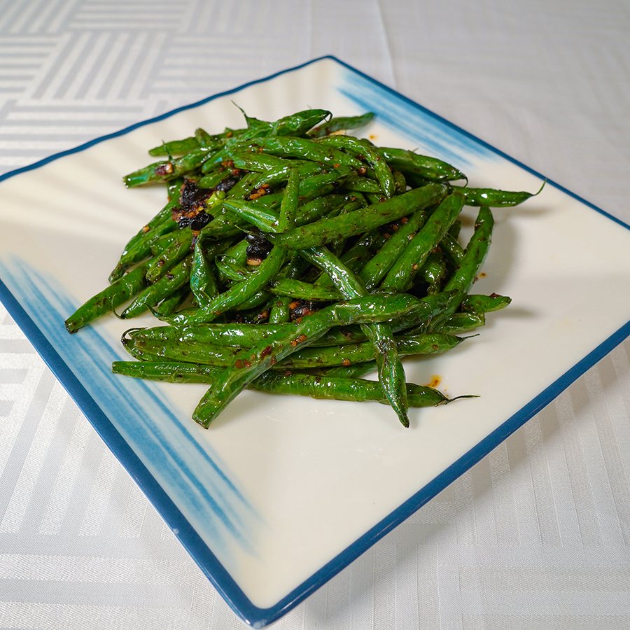 Haricots verts sautés à la sichuanaise, plat de légumes